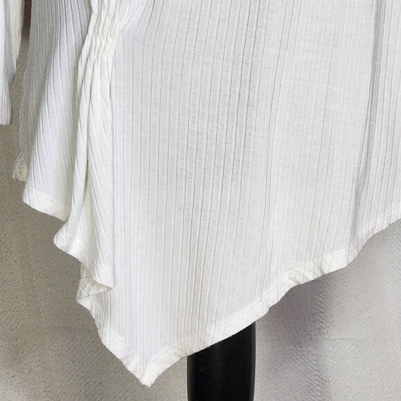 Simply Vera Wang White Ribbed Rayon Span LS Handkerchief Hem Cinch Front Top XL - Picture 5 of 16